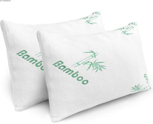 Pillows for Sleeping - 2 Pack Cooling Shredded Memory Foam Bed Pillows with Bamboo Covers